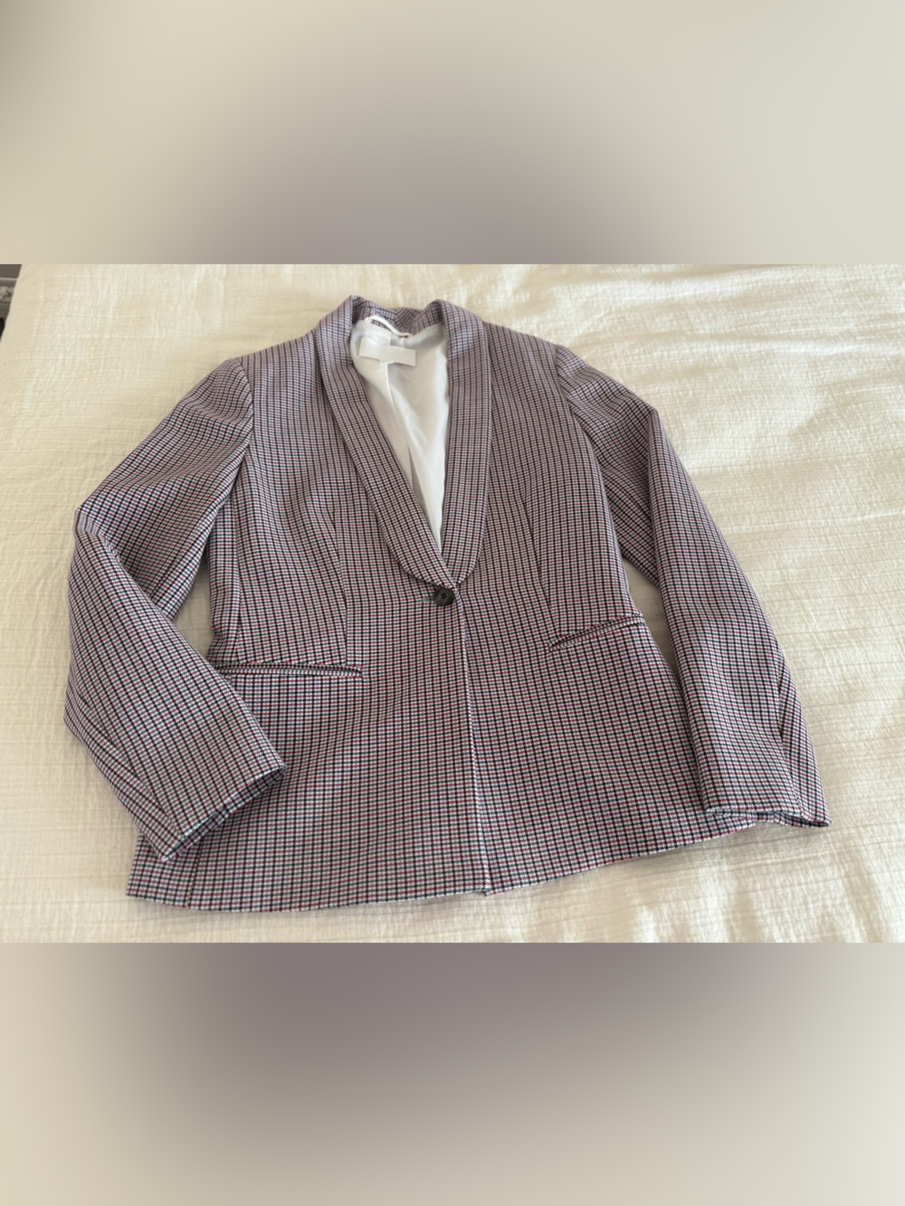 Hugo Boss Orange Kanixa Houndstooth Plaid Blazer Jacket Size 4
